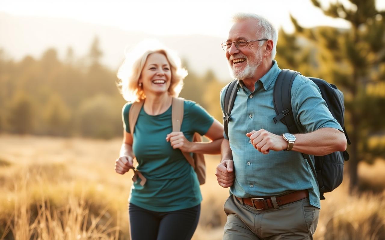 Active adults enjoying pain-free mobility outdoors